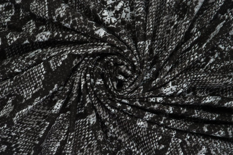 1 Yard Snake Skin Animal Print DTY Brushed Knit Fabric Soft Stretch Polyester Spandex 58/60 Inches Wide