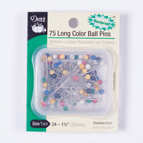 Dritz 75 Long Color Ball Pins