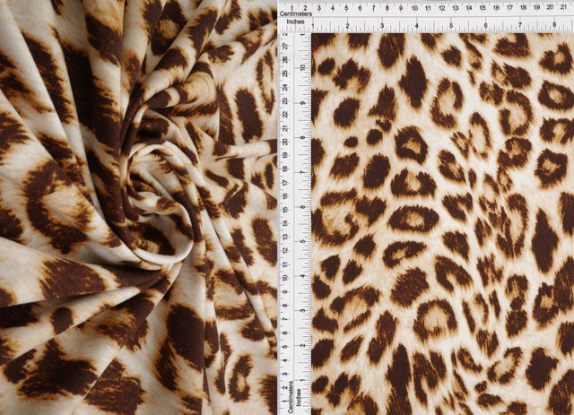 Animal Print Brushed Knit Fabric Taupe