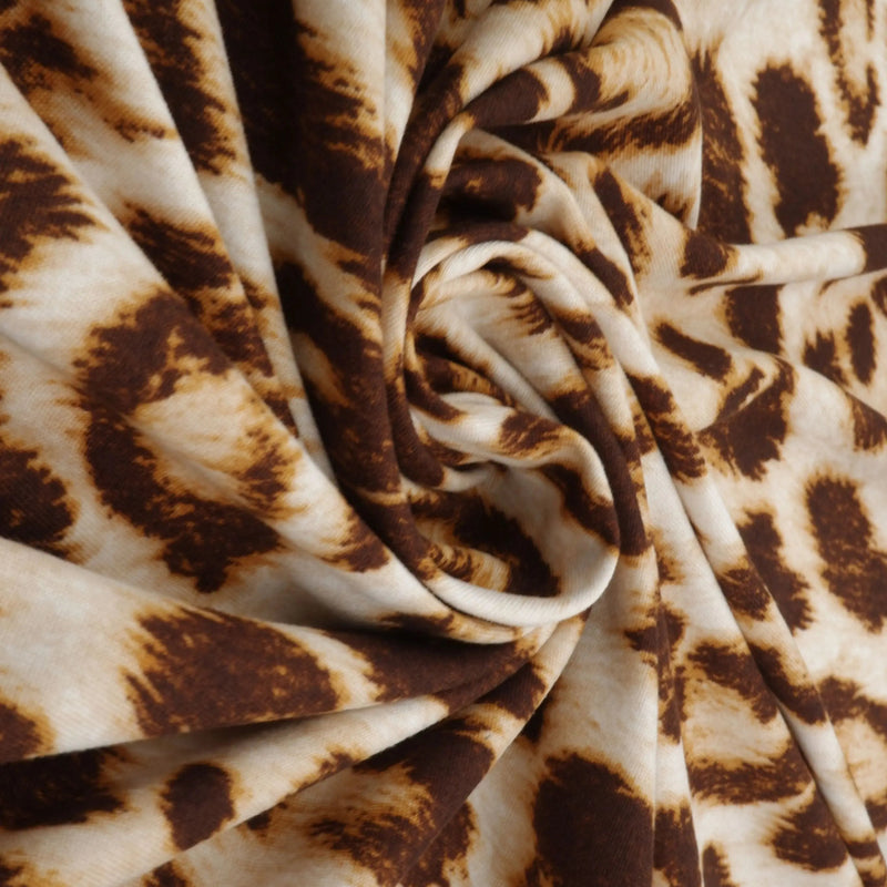 1 Yard Animal Print DTY Brushed Knit Fabric Soft Stretch Polyester Spandex 58/60 Inches Wide