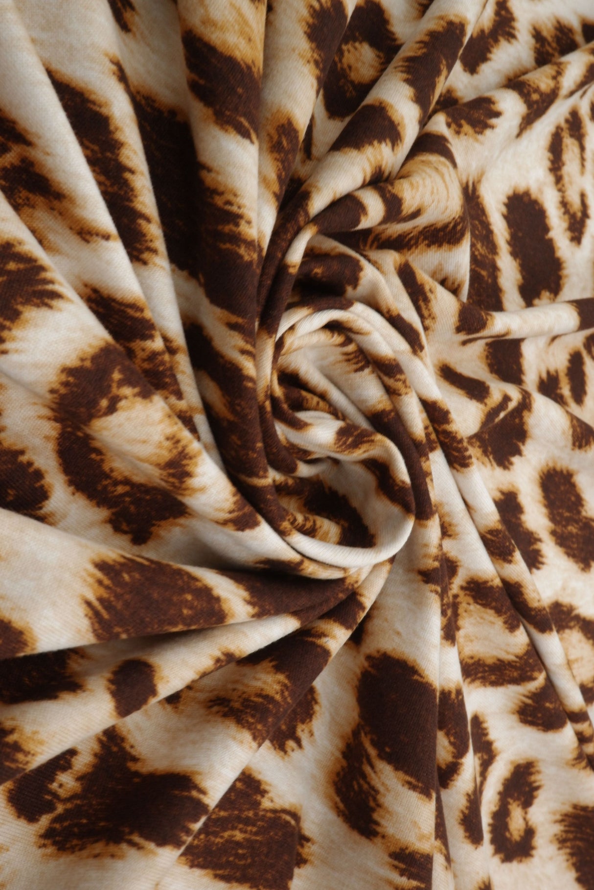 Animal Print Brushed Knit Fabric Taupe