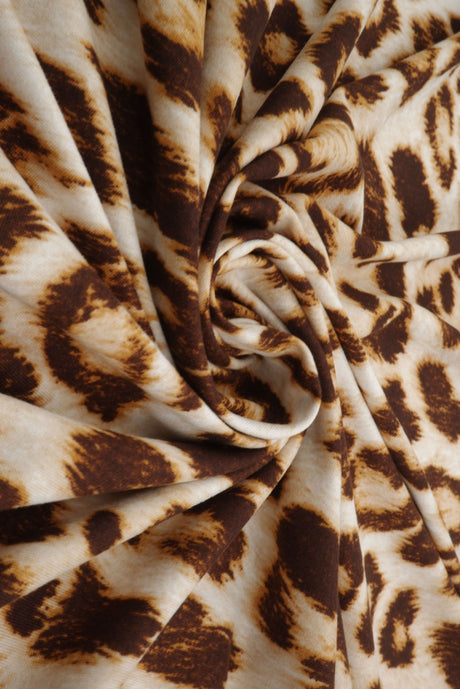 Animal Print Brushed Knit Fabric Taupe