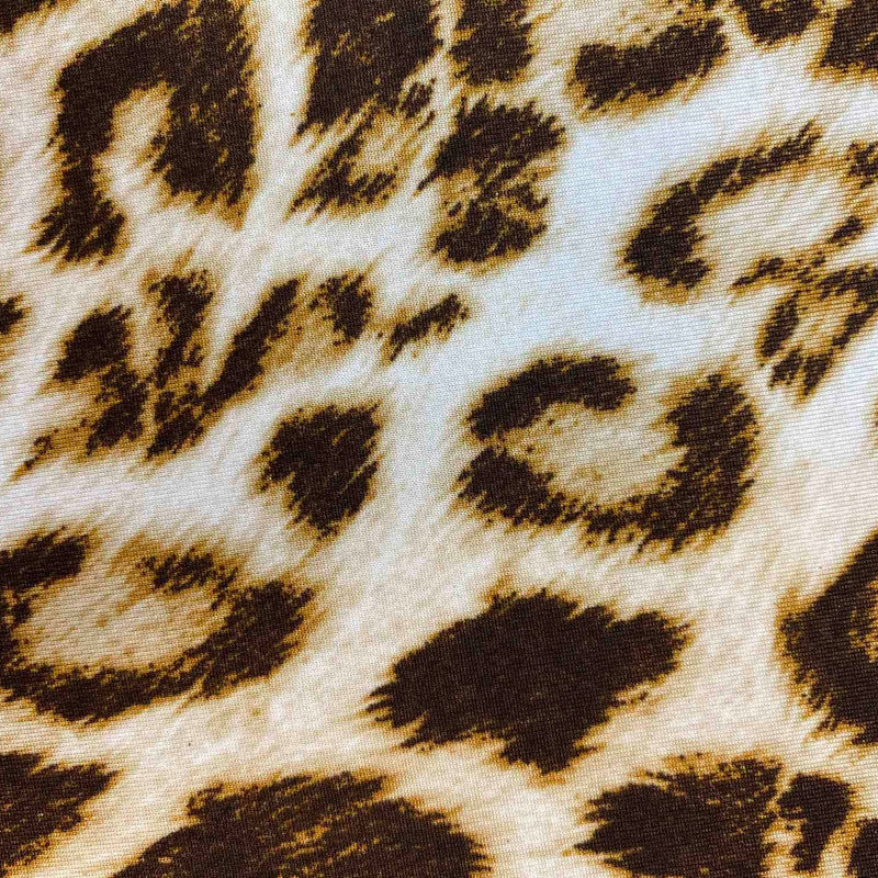 1 Yard  Taupe Animal Print DTY Brushed Knit Fabric Soft Stretch Lightweight 58/60" Wide