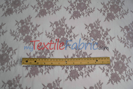 Chantilly Lace Polyester Fabric - Floral Embroidery, Sheer Mesh, 52" Width (1 Yard)