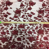 3D Embroidered Satin Floral Pearl Lace Fabric - 100 Percent Polyester Fabric, Floral Pearl Embroidery, 52" Width, 12" Panel (1 Yard)