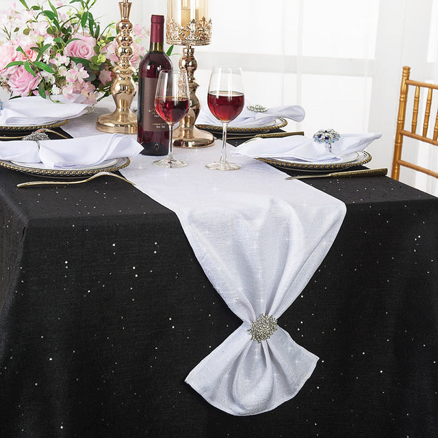 Sequin Table Runner 13x108 White