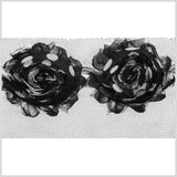 3" Black/White Polka Dotted Floral Lace Trim