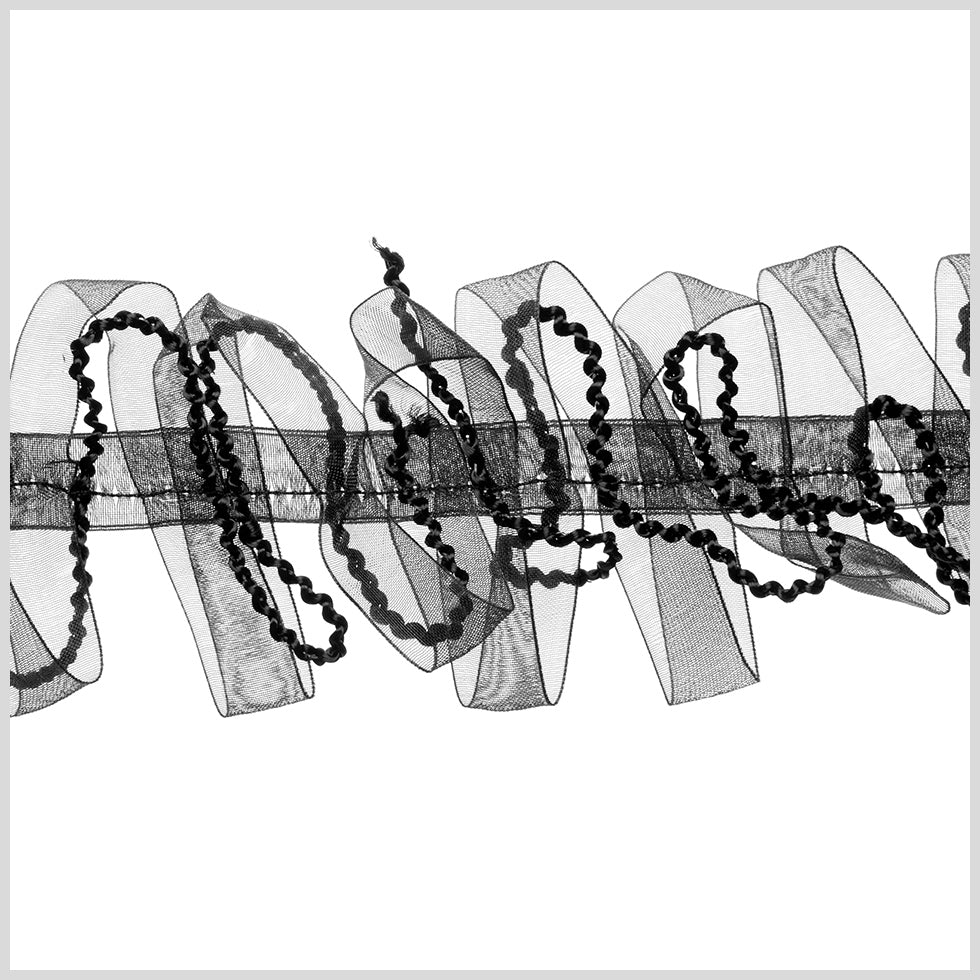 2.5" Black Sheer Braided Ribbon Trim