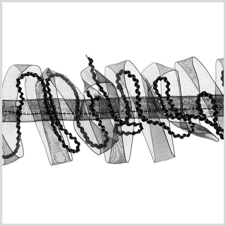 2.5" Black Sheer Braided Ribbon Trim