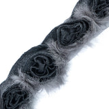 Gray Real Fur Rosette Trim - 2"