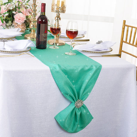 Sequin Table Runner 13x108 Tiff Blue/Aqua Blue