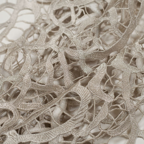 Guipure Lace - Metallic Silver Abstract