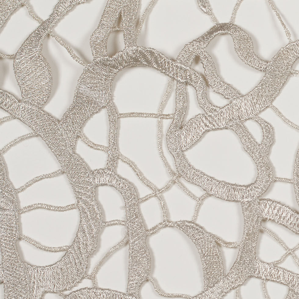 Guipure Lace - Metallic Silver Abstract