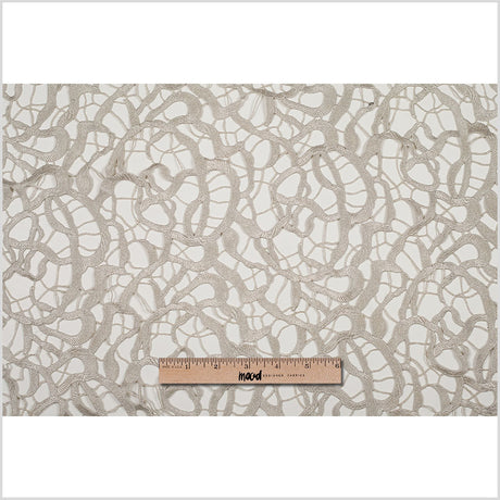 Guipure Lace - Metallic Silver Abstract