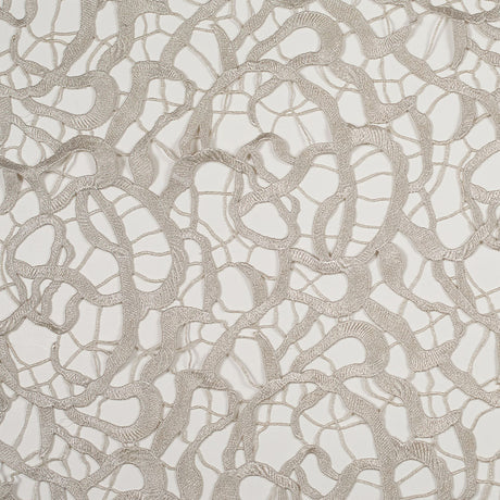 Guipure Lace - Metallic Silver Abstract