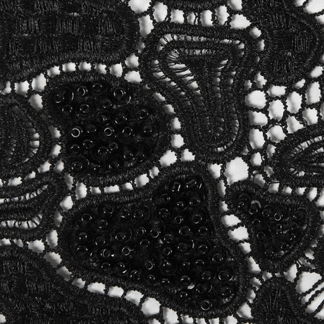 Fancy Beaded Guipure Lace - Black