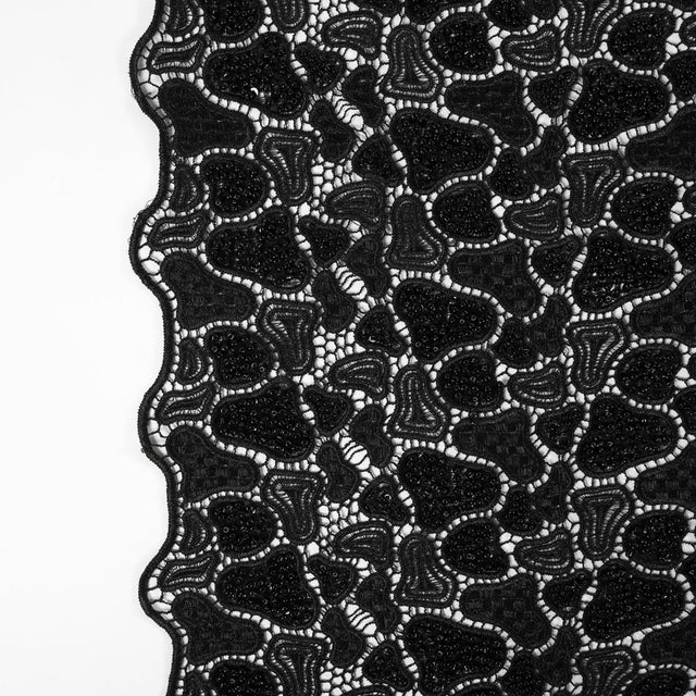 Fancy Beaded Guipure Lace - Black