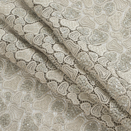Fancy Beaded Guipure Lace - Silver