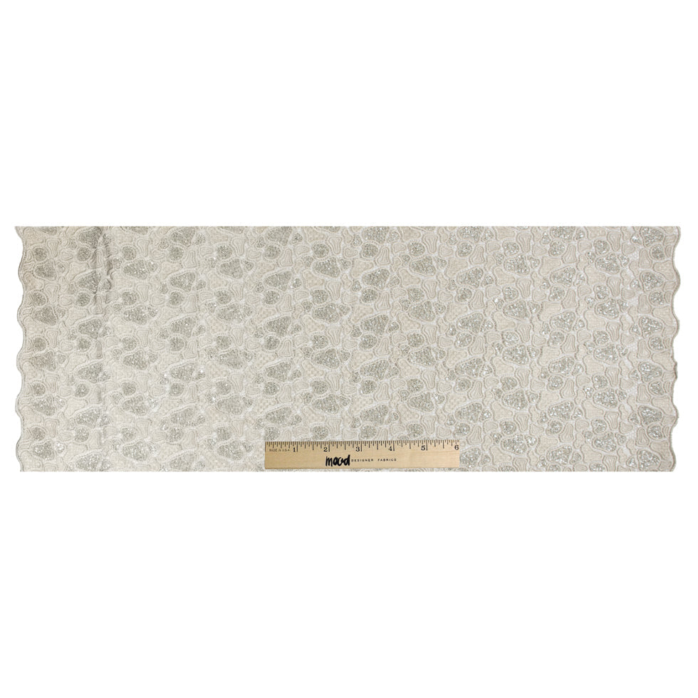 Fancy Beaded Guipure Lace - Silver