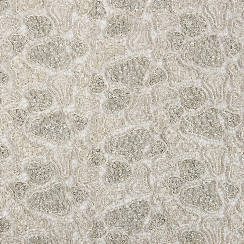 Fancy Beaded Guipure Lace - Silver