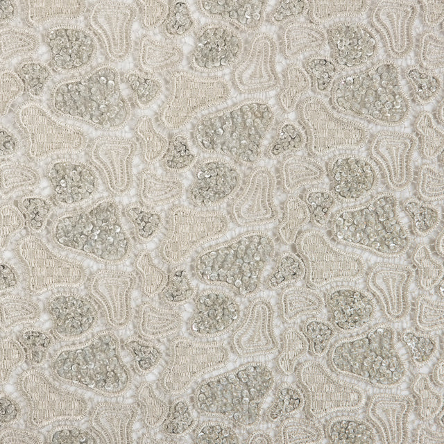 Fancy Beaded Guipure Lace - Silver