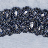 Navy Fancy Beaded Rhinestone Trim - 2"