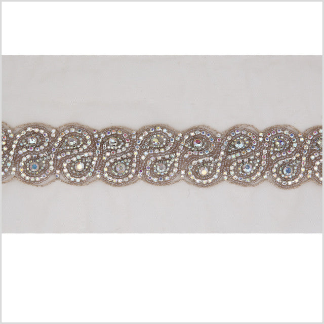 1.5" Iridescent Rhinestone Beaded Trim