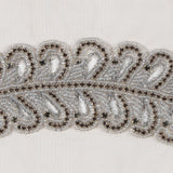 Gray Fancy Beaded Rhinestone Trim - 2"