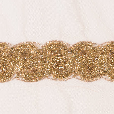 1.5" Gold Rhinestone Beaded Trim