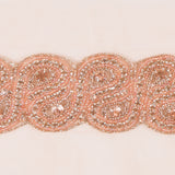 1.5" Peach Rhinestone Beaded Trim