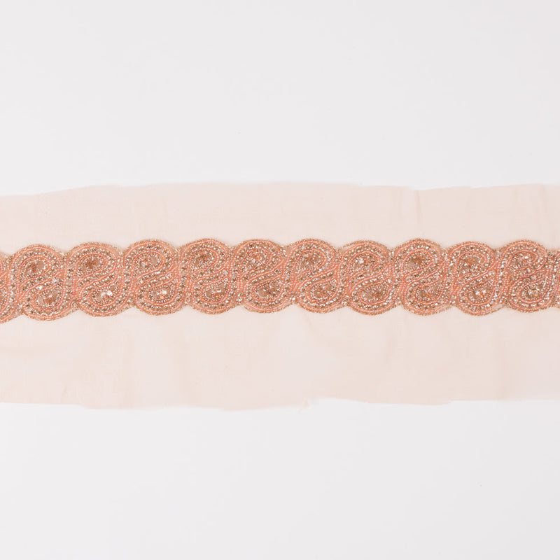 1.5" Peach Rhinestone Beaded Trim