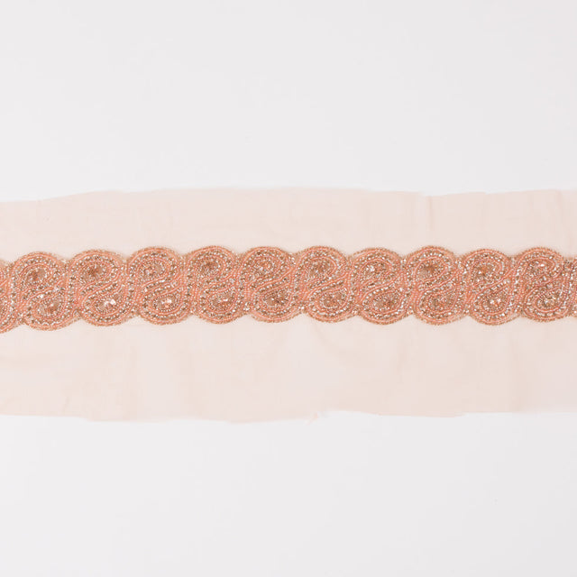 1.5" Peach Rhinestone Beaded Trim