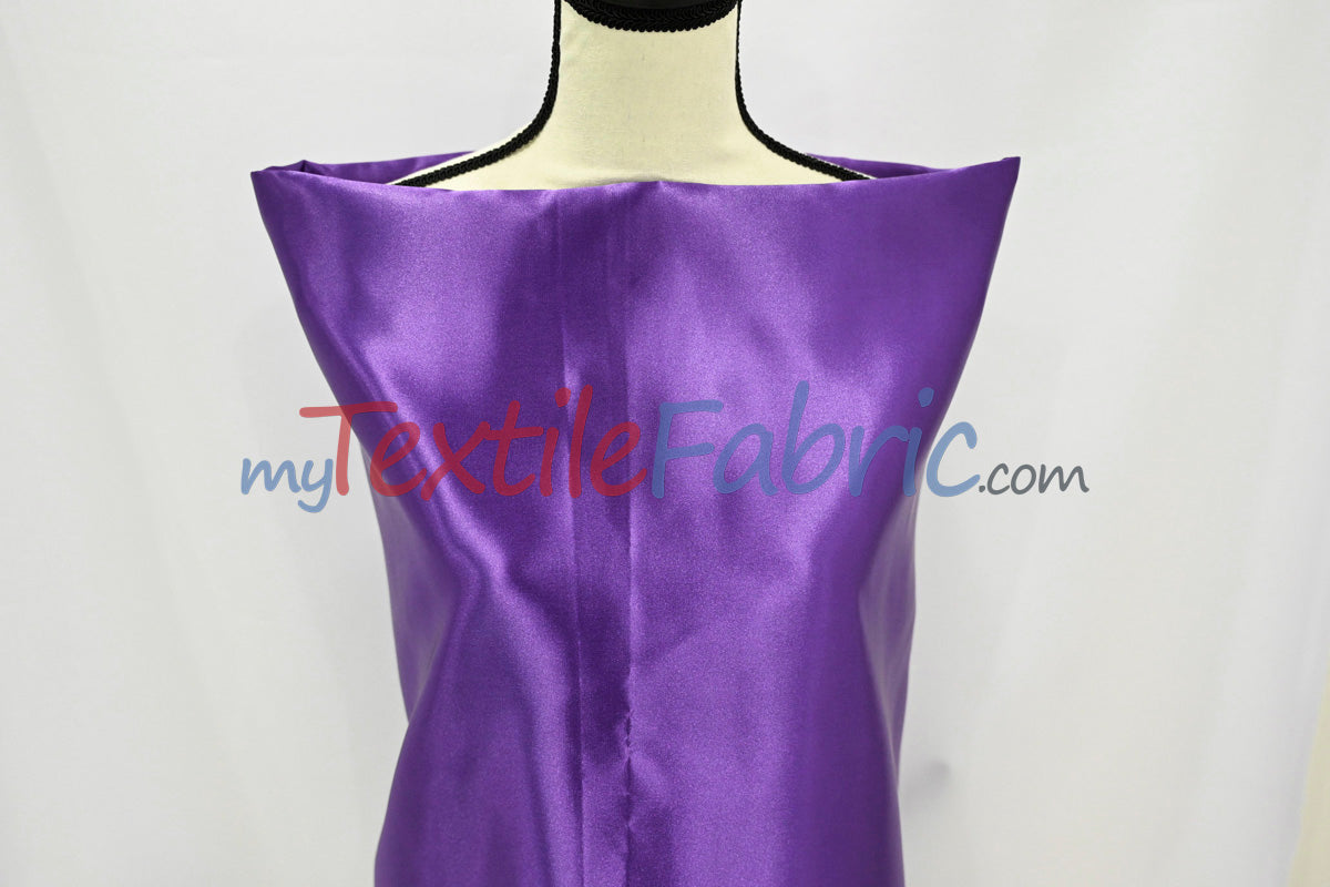 Bridal Satin Polyester Fabric - Shiny Solid, 58/60" Width, Multiple Colors (Yards, Bolts, Sample Swatches)