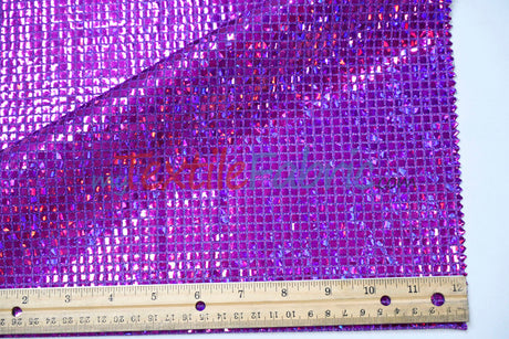 Holographic Mini Square Sequins Mesh Fabric - Holographic Mini Square Sequins, 45" Width (By The Yard)