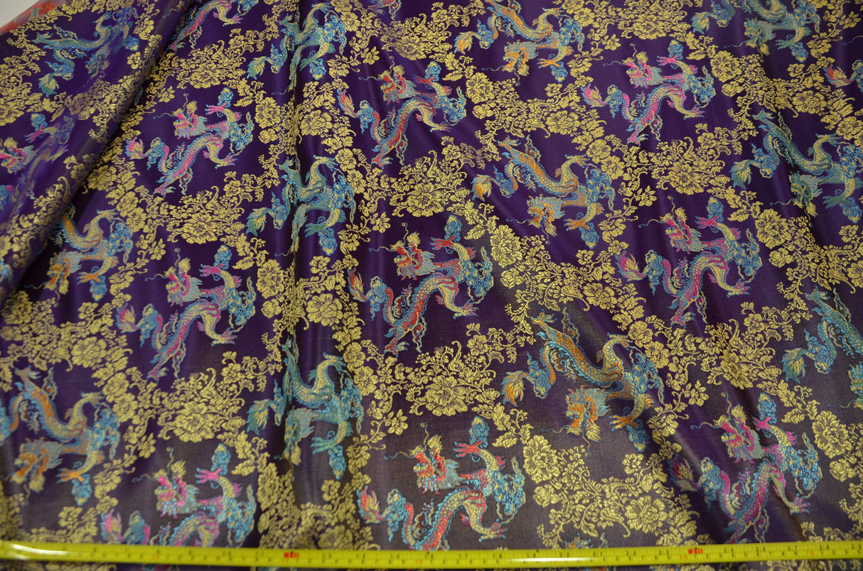 New Oriental Dragon Brocade Chinese Brocade Fabric - Oriental Dragon Pattern, 45" Width (1 Yard)