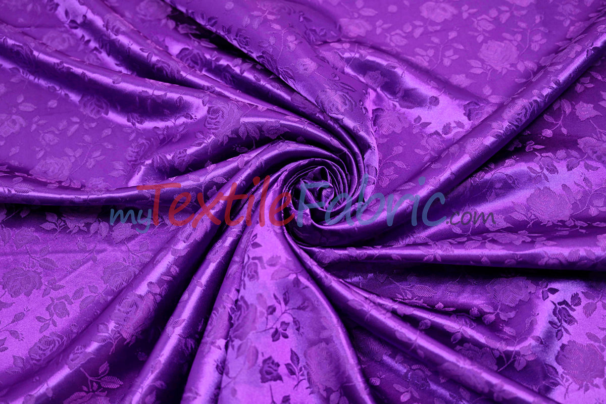 Satin Jacquard Satin Polyester Fabric - Satin Flower Brocade, 58/60" Width, Sample Swatch 3"x3" (1 Sample Swatch)