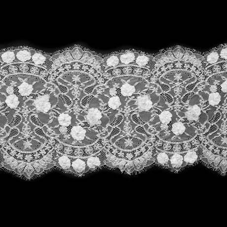 White Fancy Beaded Lace Trimming - 10"