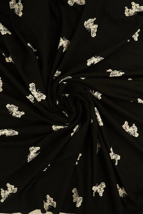 1 Yard DTY Brushed Butterfly Print Fabric 170 GSM Polyester Spandex Blend 58/60" Width