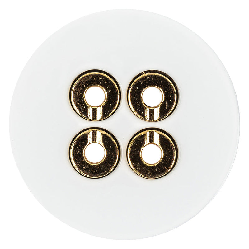 White Lacquer Gold Metal Button - 60L/38mm