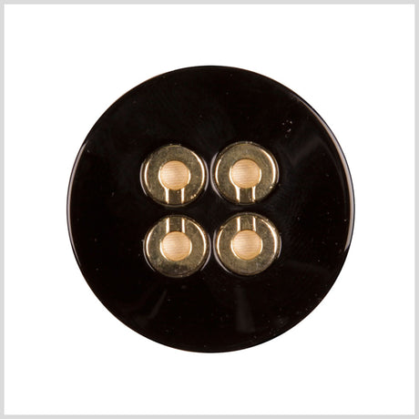 Black Lacquer Gold Metal Button - 28L/18mm