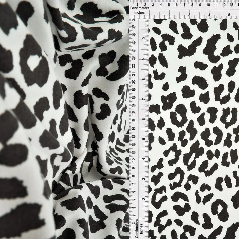 Charcoal Animal Print DTY Brushed Knit Fabric 1 Yard Soft Stretch Lightweight 58/60" Wide