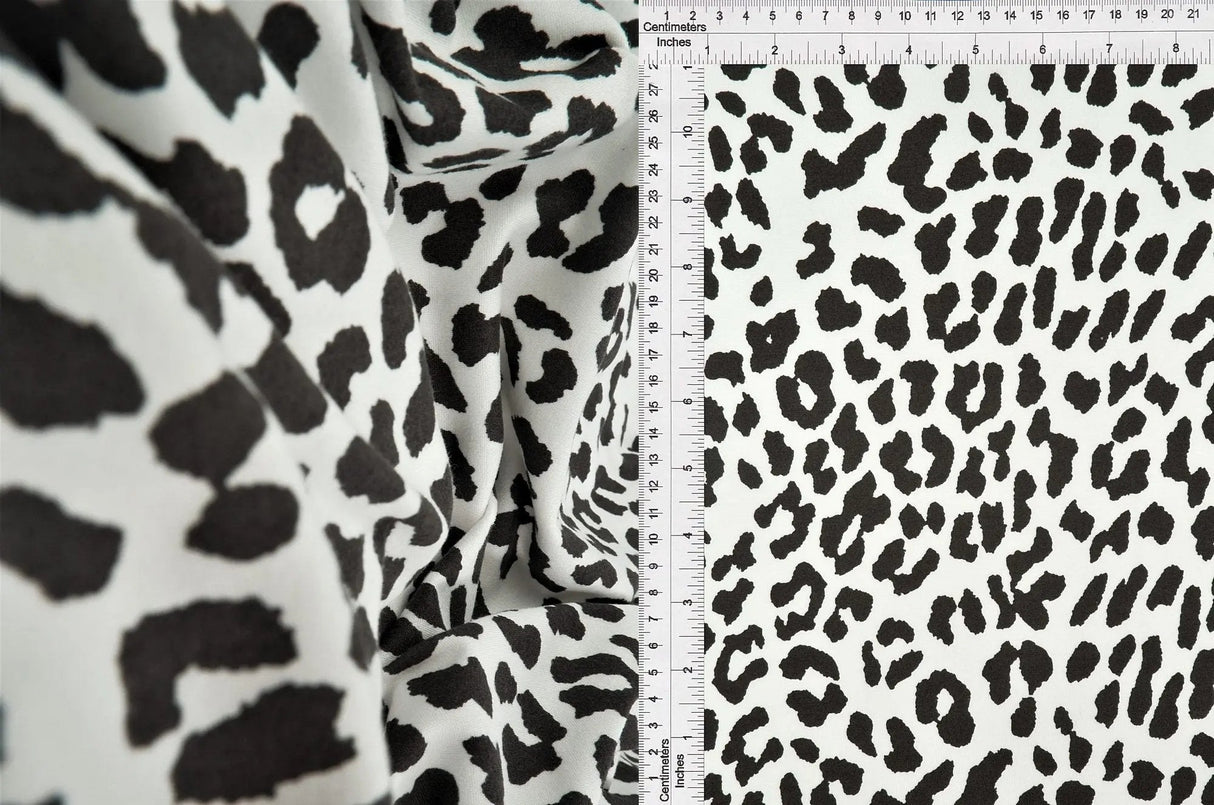 Charcoal Animal Print DTY Brushed Knit Fabric 1 Yard Soft Stretch Lightweight 58/60" Wide