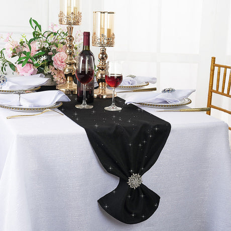 Sequin Table Runner Black 13x108