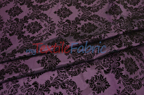 Damask Flocking Taffeta Fabric - Flocking Velvet Damask, 58/60" Width (1 Yard)