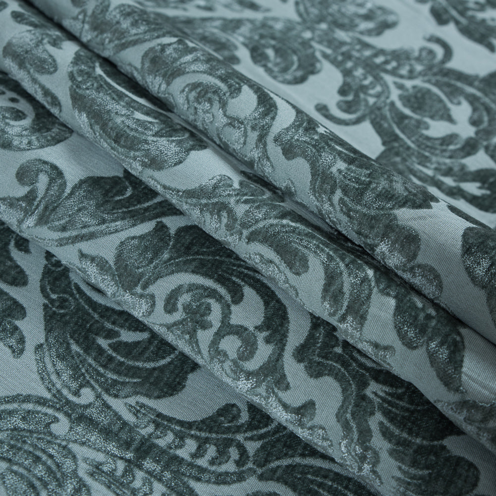 Subtle Green Damask Chenille Jacquard