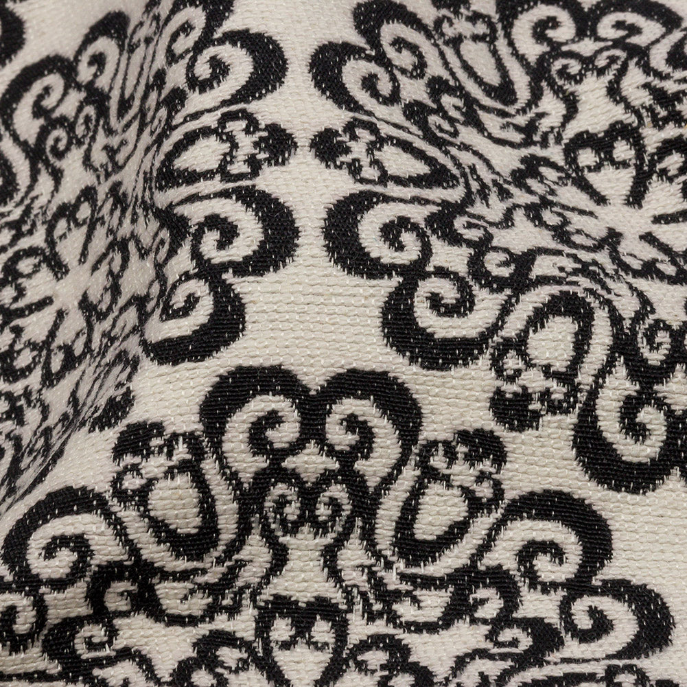 Black and Ivory Medallion Poly-Cotton Jacquard