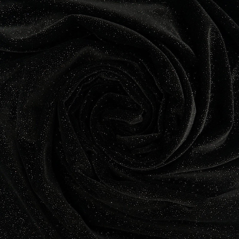 Glitter Stretch Velvet Knit Fabric Black