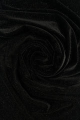Glitter Stretch Velvet Knit Fabric Black