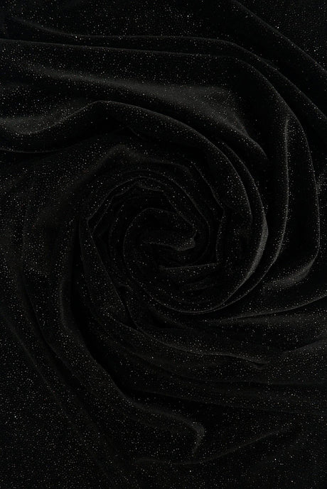 Glitter Stretch Velvet Knit Fabric Black