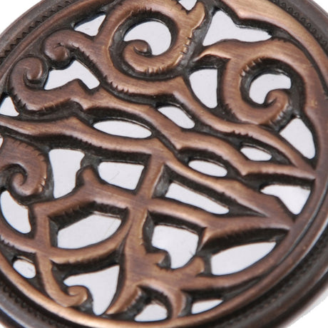 Metal Shank Back Button - 24L/15mm - Antique Brass Curling Vines Open Framework